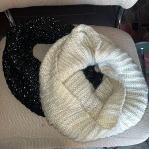 Black & White Glitter Knitted Infinity Scarves